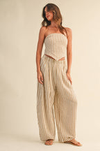 STRIPED SMOCKED BACK TIE HANDKERCHEIF TOP AND BARREL
