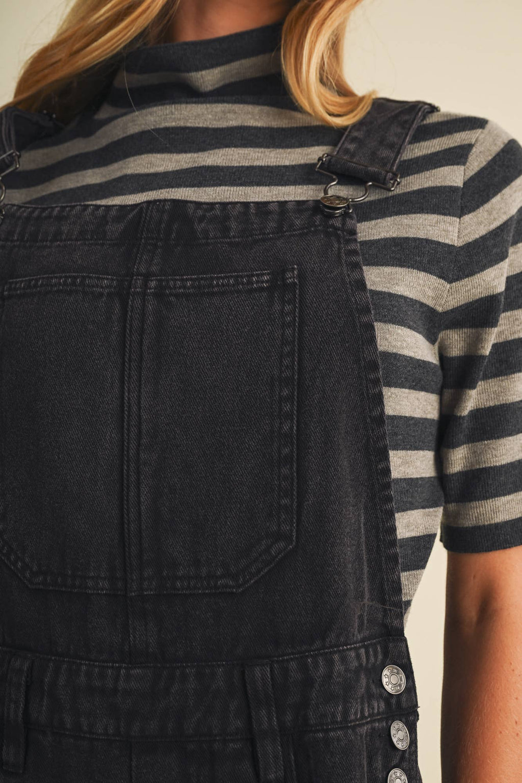 Vintage-Washed Twill Wide-Leg Overall