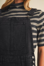 Vintage-Washed Twill Wide-Leg Overall