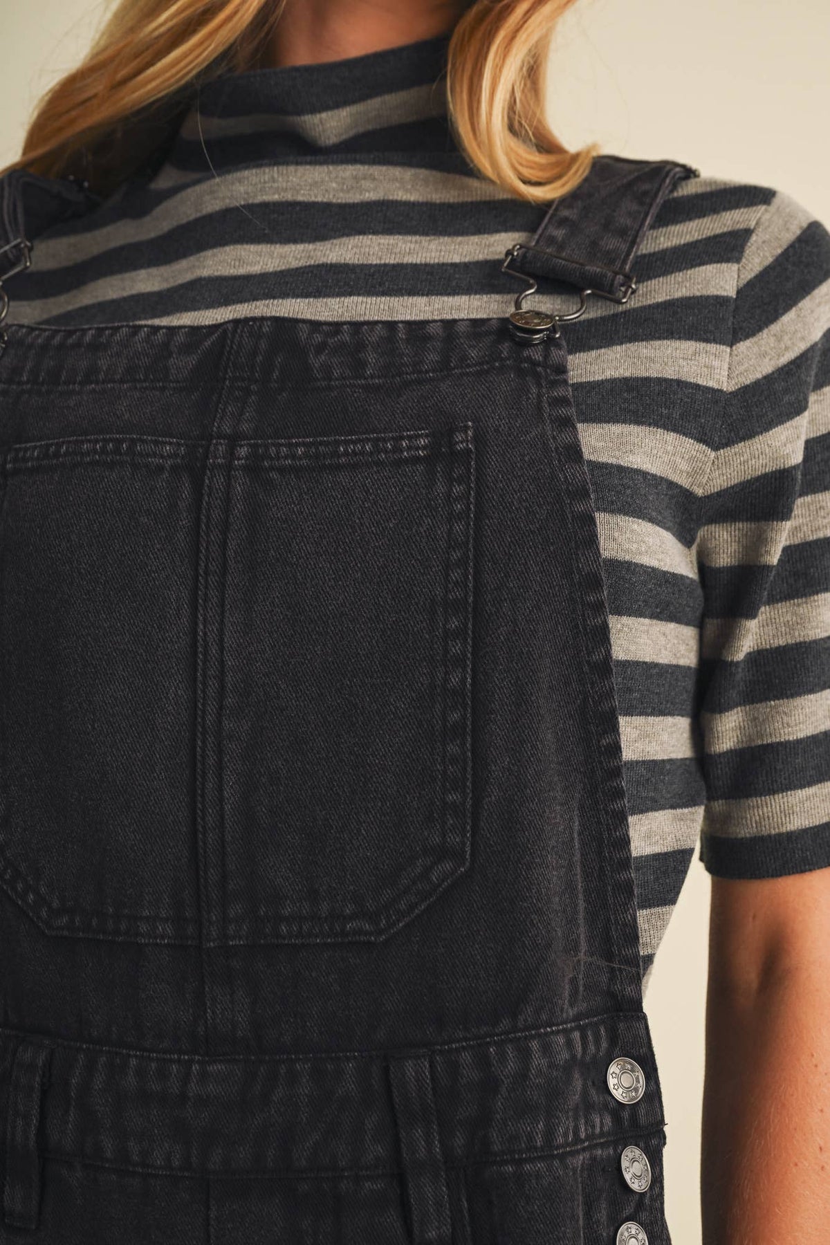 Vintage-Washed Twill Wide-Leg Overall