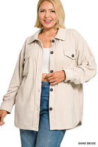 Plus Oversized Basic Fleece Shacket