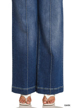 Plus High Rise Wide Leg Pintuck Denim Pants