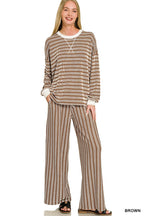 Raised Rib Striped Pullover & Pants Set