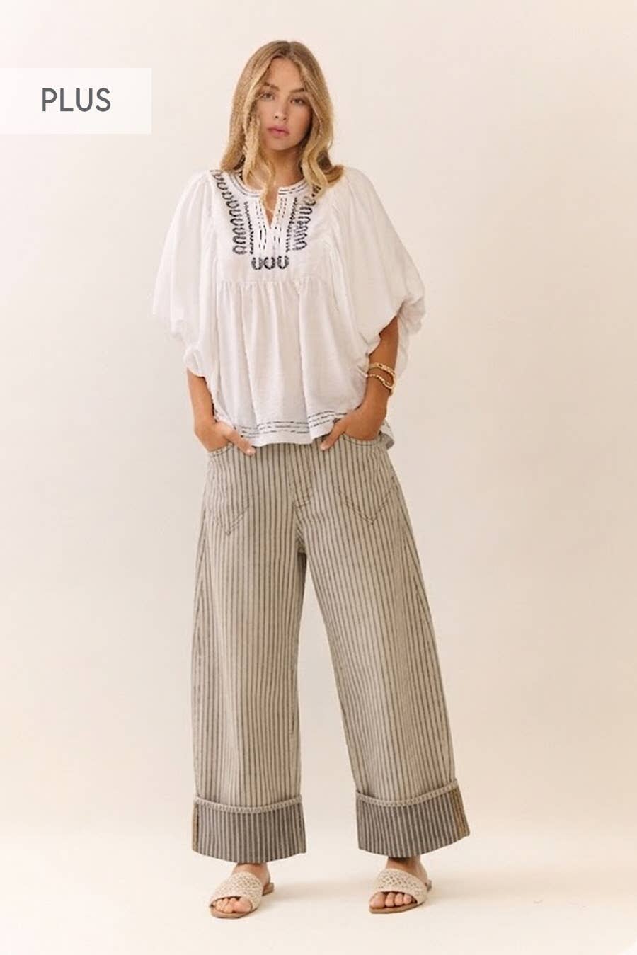 Plus The Striped Barrel Carpenter Culottes Pants