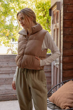 REVERSIBLE ZIP UP CROPPED PUFFER VEST