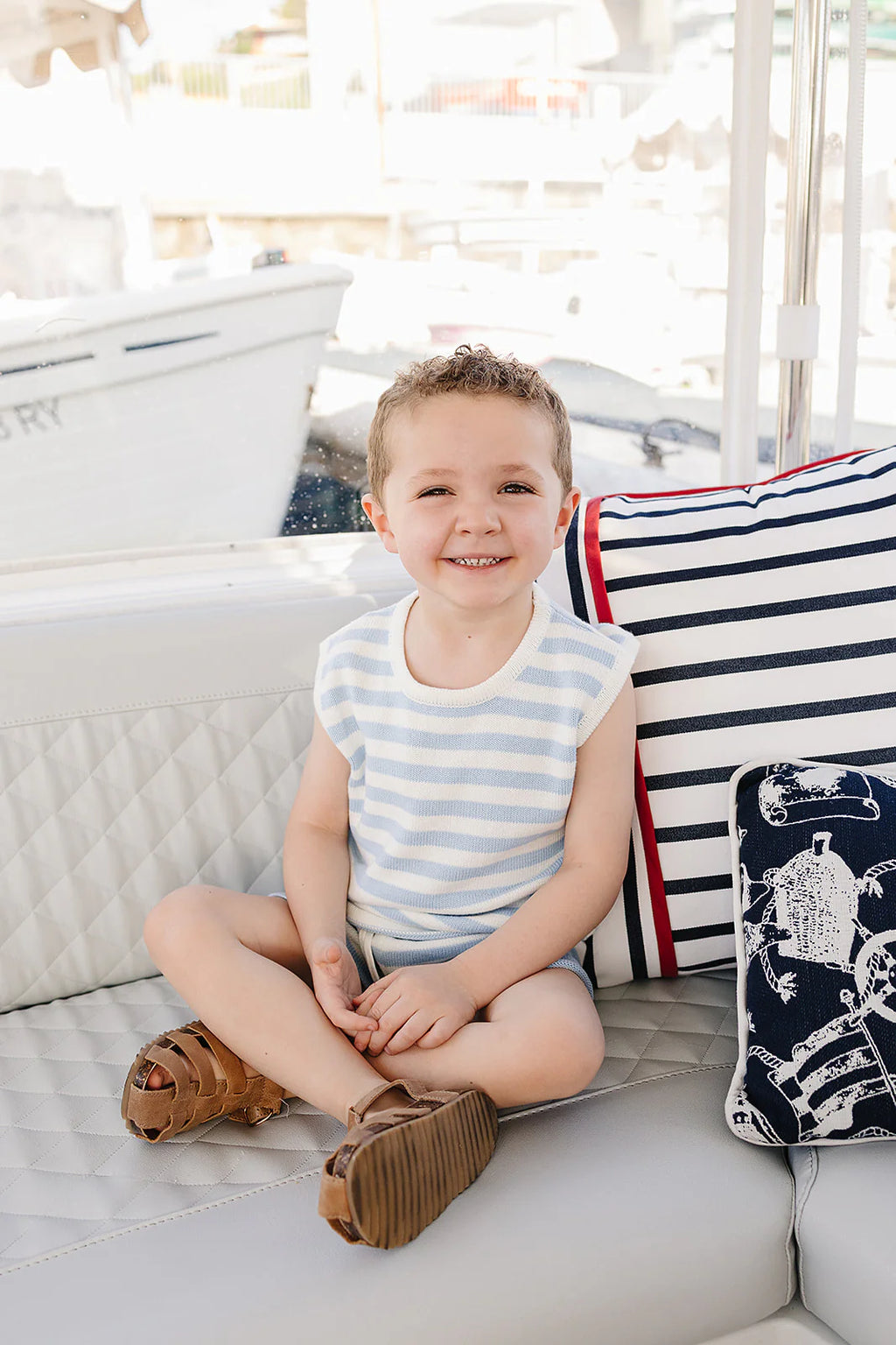 Blue Stripe Short Tank Set