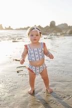 Block Print Floral Ruffle Bikini Set