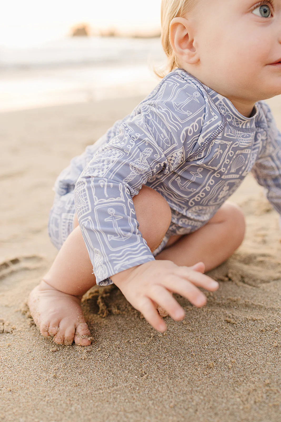 Blue Beach Long Sleeve Swim Set