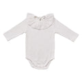 White Ribbed Ruffle Bodysuit