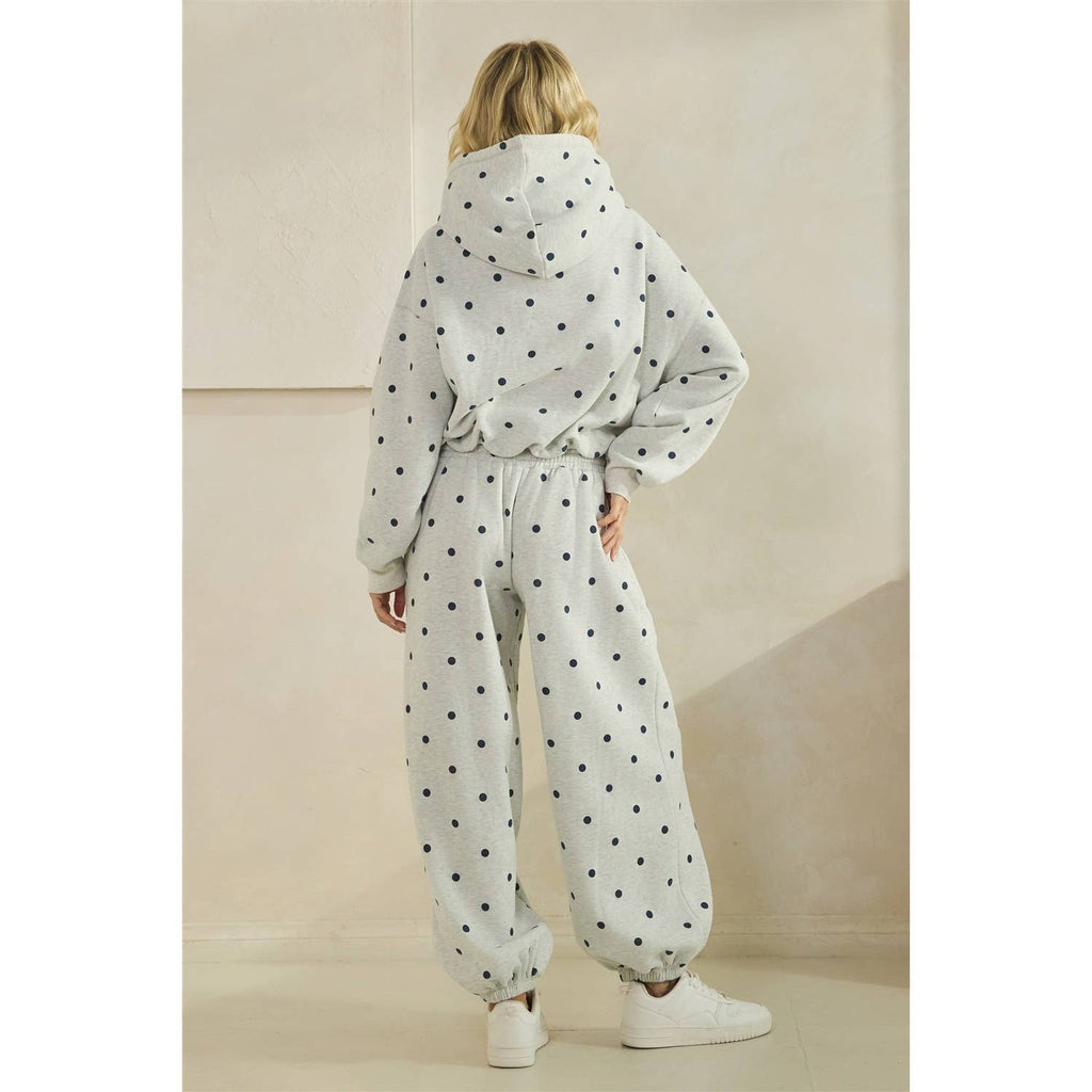 Printed Bubble Hem Knit Hoodie