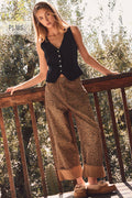 Plus Leopard Print Cropped Wide-leg Pants