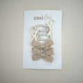 Piggy / Pigtail Clip Set of 6 - Cream/Tan