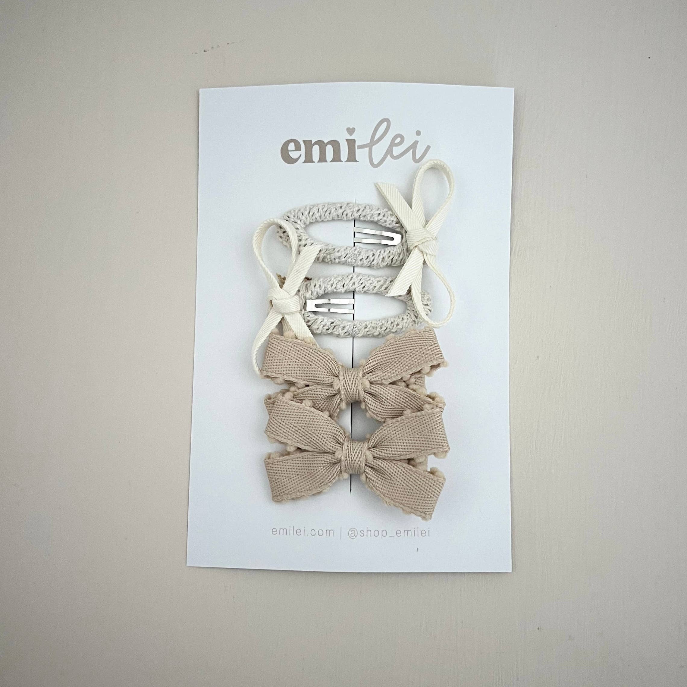 Piggy / Pigtail Clip Set of 6 - Cream/Tan