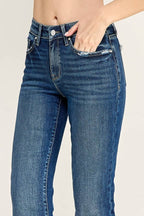PATCH POCKET HIGH RISE STRETCH BOOTCUT JEANS