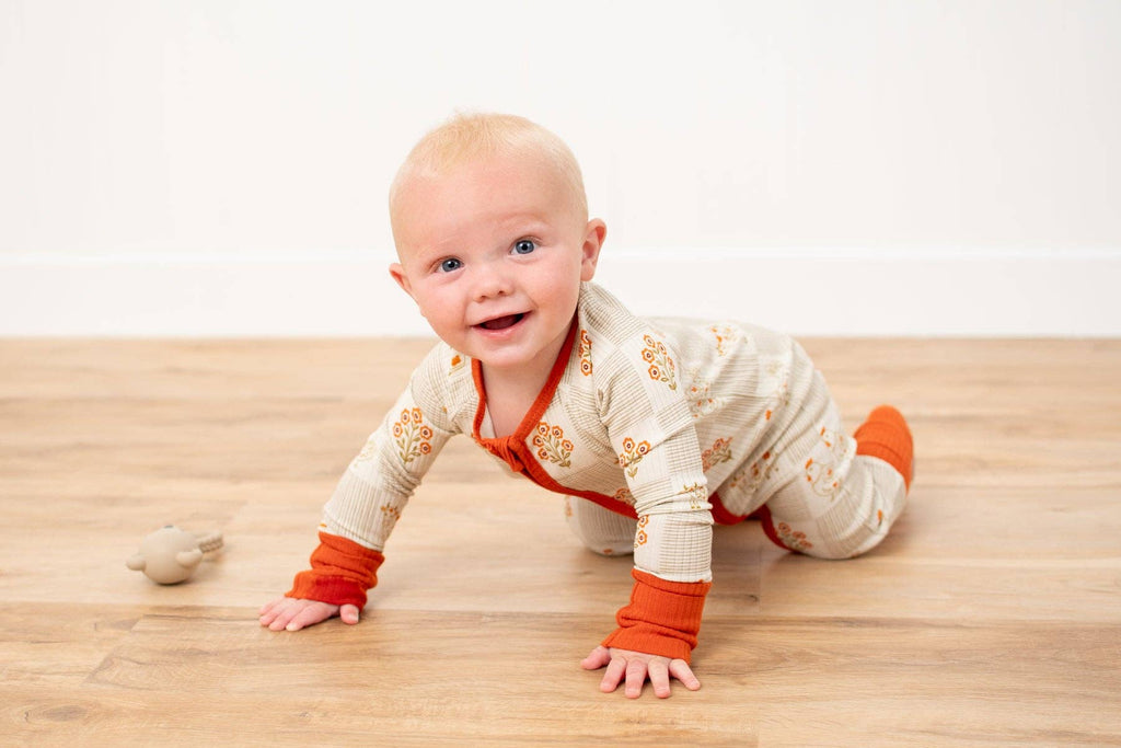 Farm Folk Floral Ribbed Cotton Baby Zippy