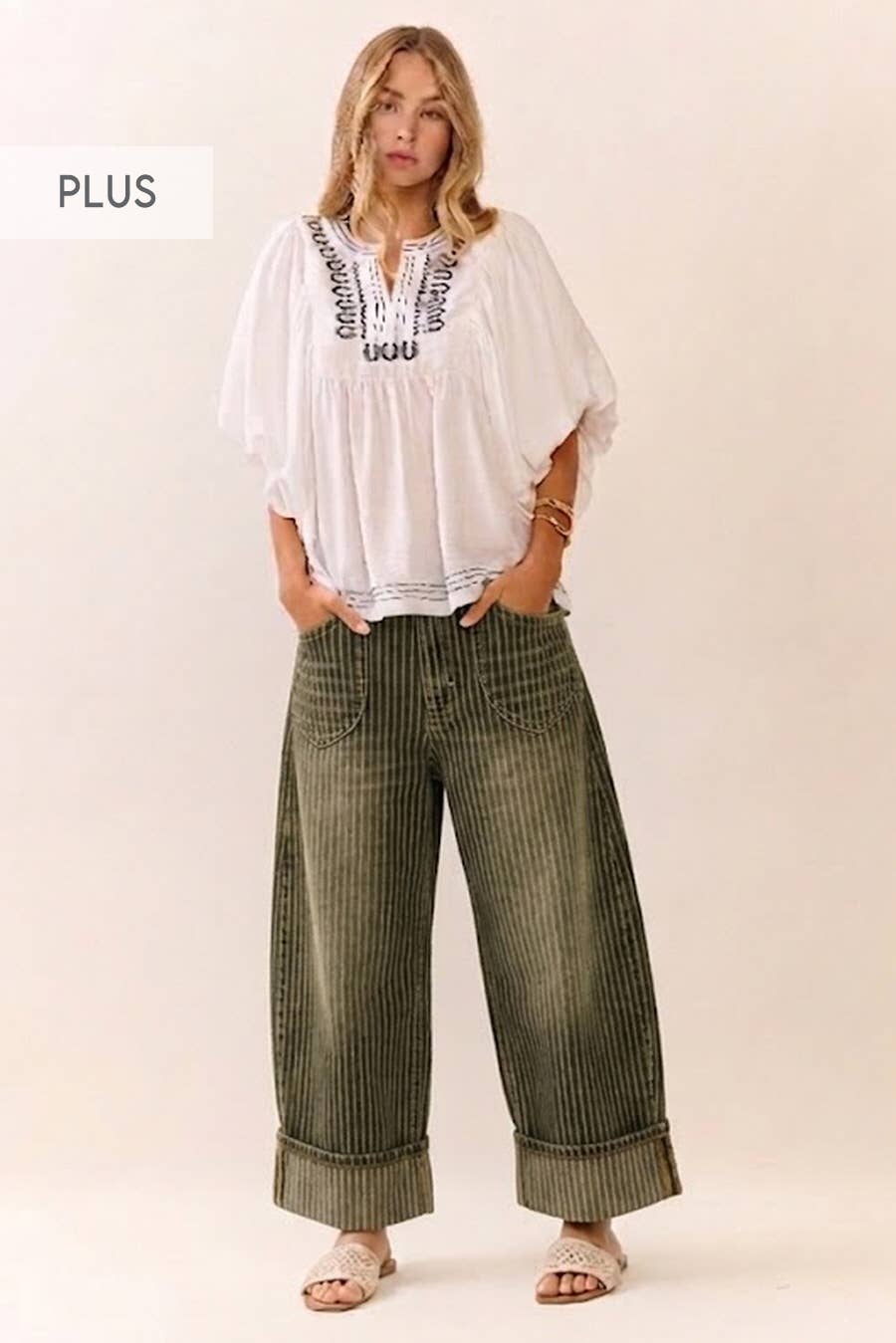 Plus The Striped Barrel Carpenter Culottes Pants