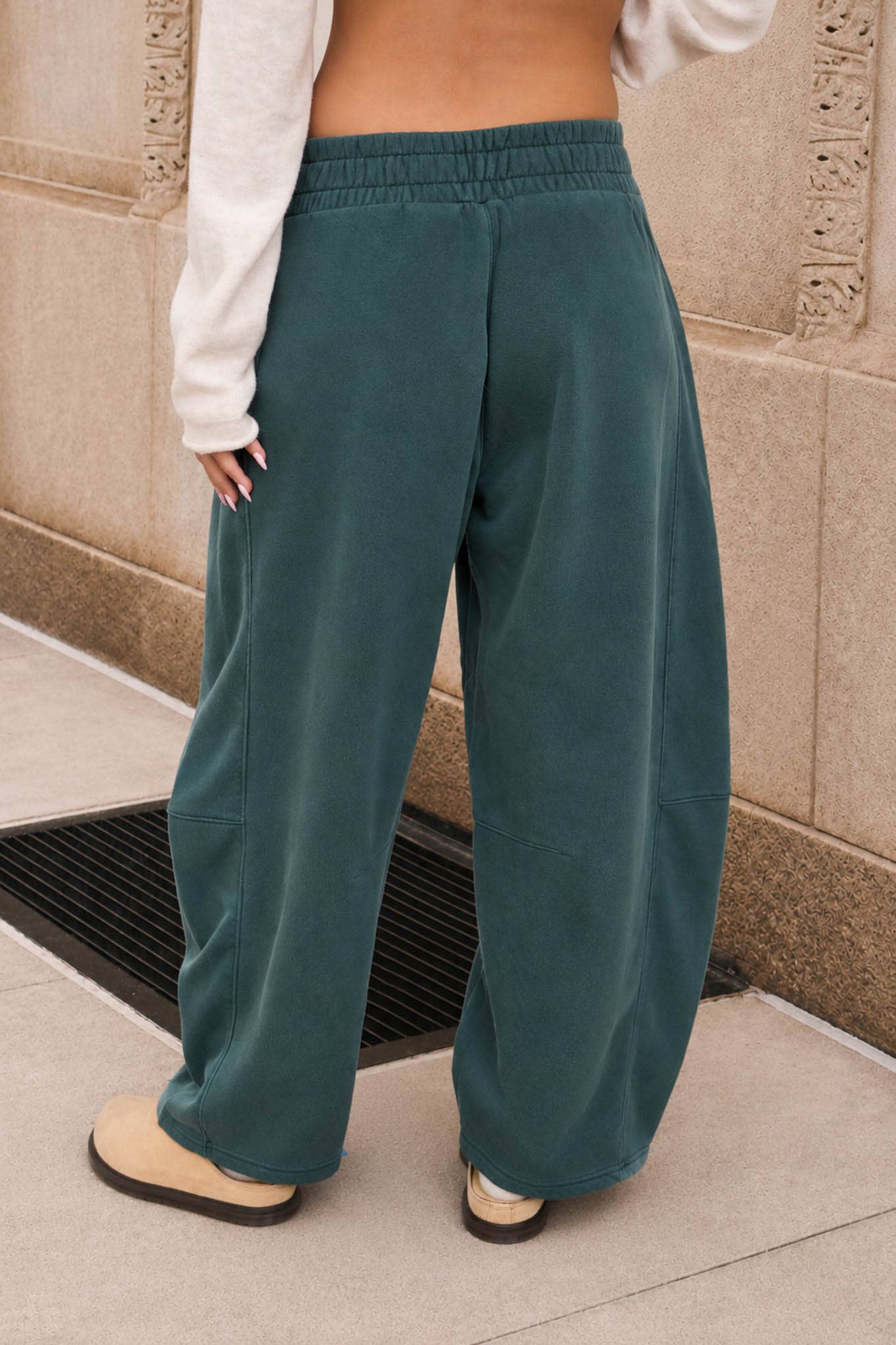 SMOCKED WAIST DRAWSTRING BARREL LEG SWEATPANTS (multiple colors)