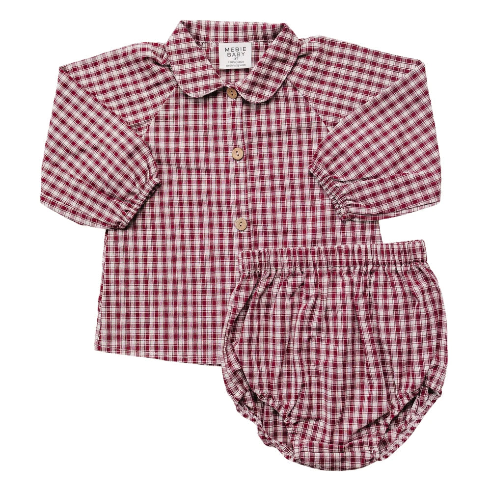 Red Gingham Collar Bloomer Set