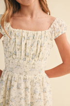 TWEEN GIRLS RUCHED SHOULDER MINI DRESS