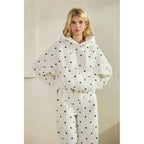 Printed Bubble Hem Knit Hoodie