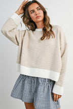Cozy Contrast Trim Sweater