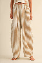 STRIPED SMOCKED BACK TIE HANDKERCHEIF TOP AND BARREL