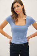 SQUARE NECK KNIT TEE