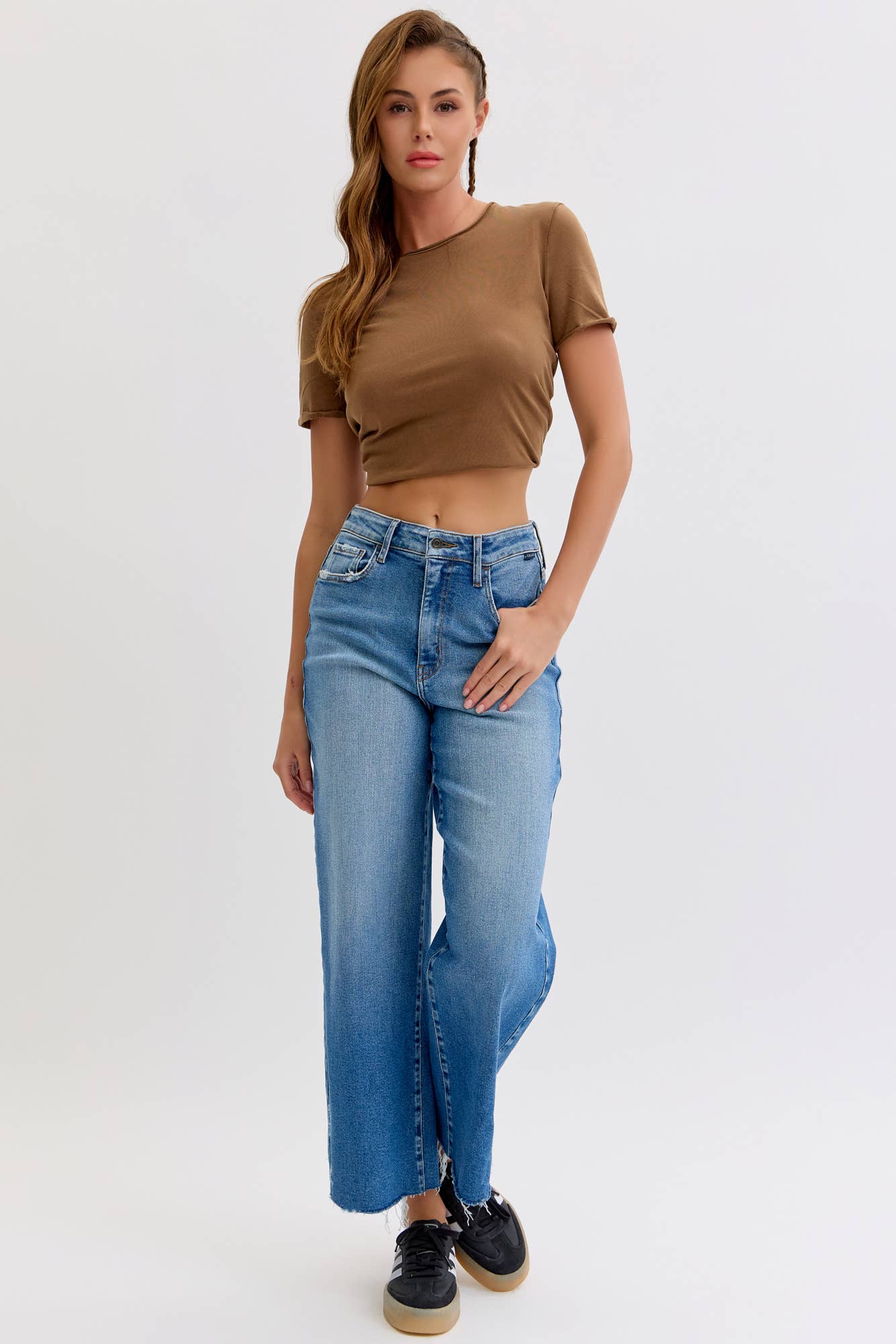 High Rise Wide Leg with Raw Hem