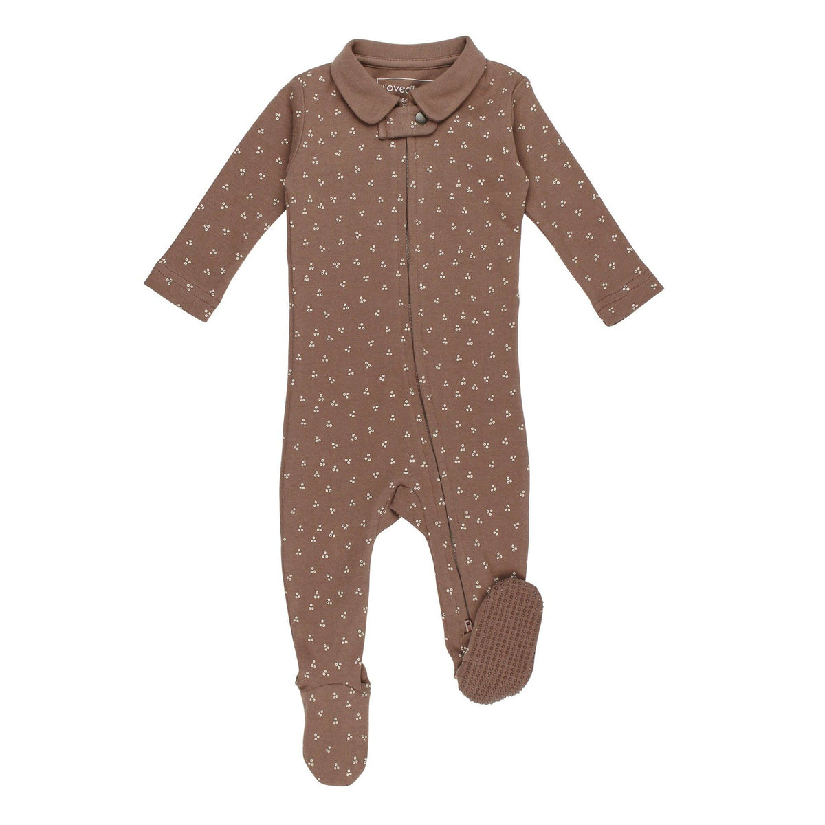 Latte Dots | Organic Polo Zipper Footie