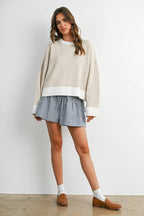 Cozy Contrast Trim Sweater