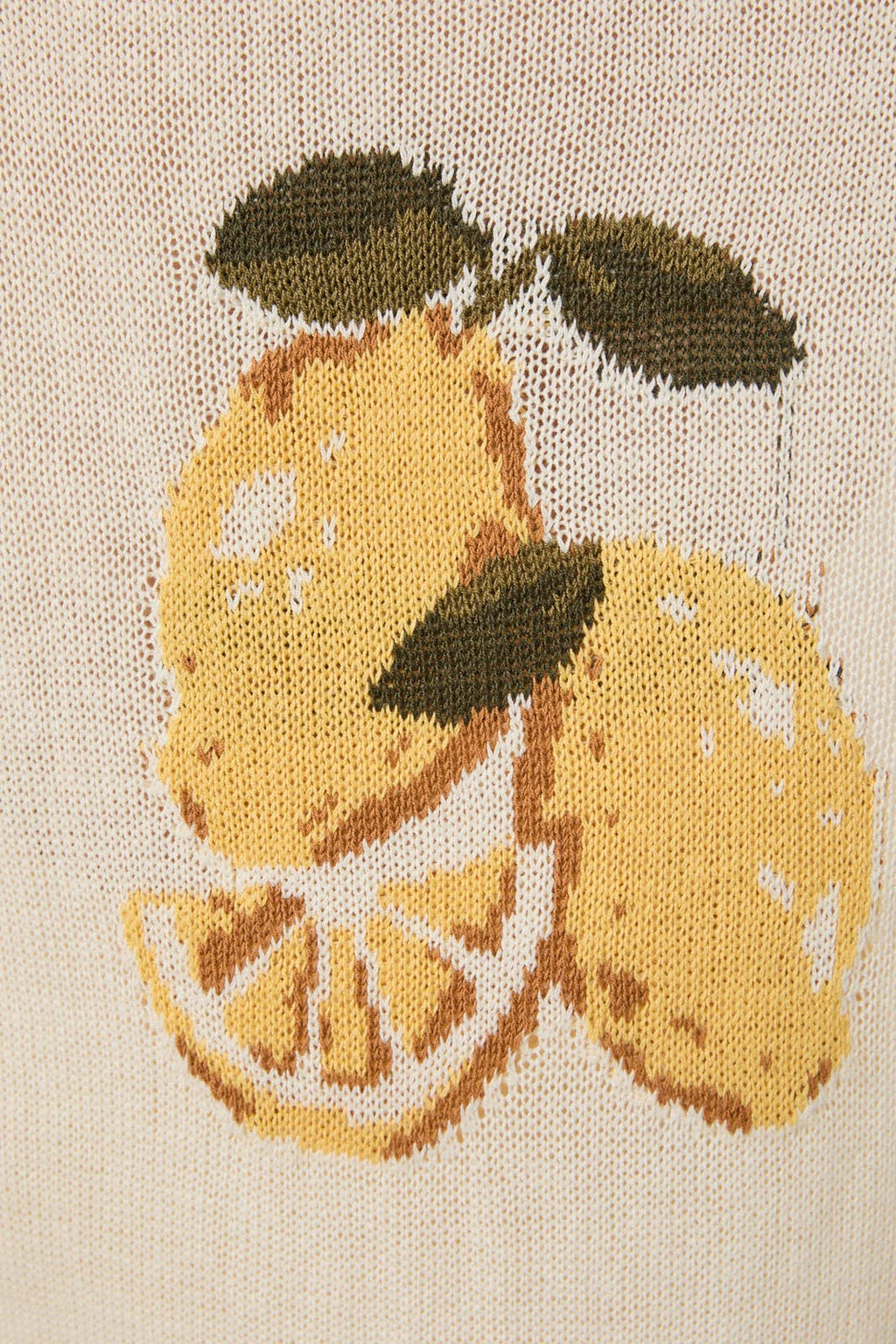 ROUND ROLL UP NECK LEMON GRAPHIC SWEATER