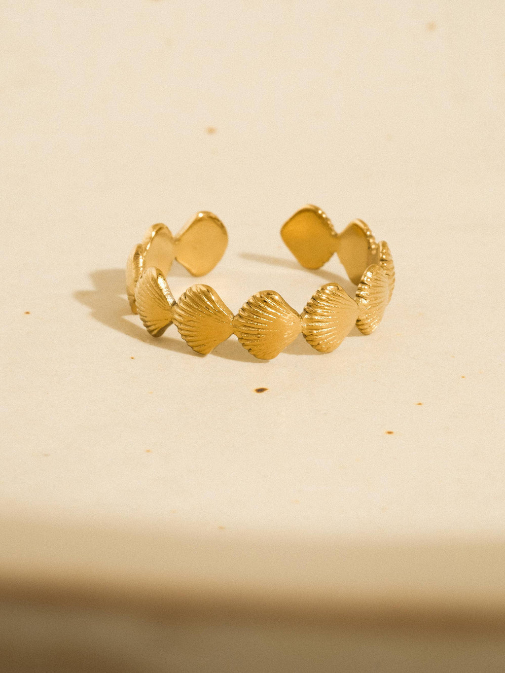 Aquelle 18K Gold Non-Tarnish Shell Band Open Ring