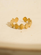 Aquelle 18K Gold Non-Tarnish Shell Band Open Ring