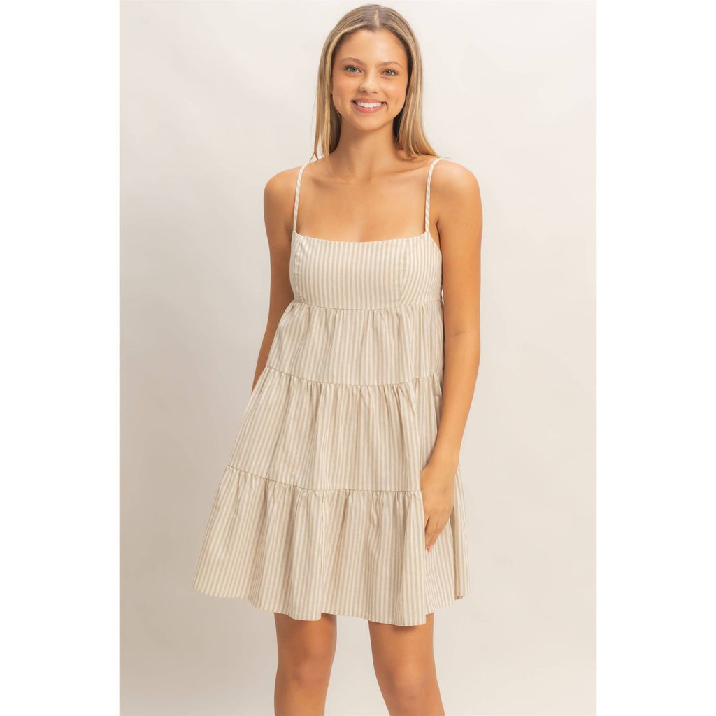 Striped Sleeveless A-Line Dress