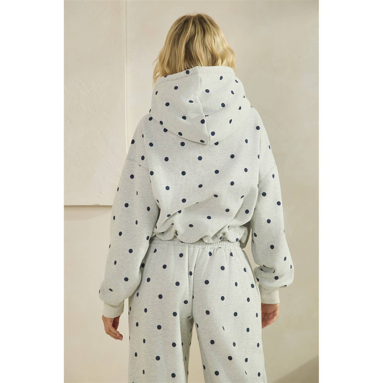 Printed Bubble Hem Knit Hoodie