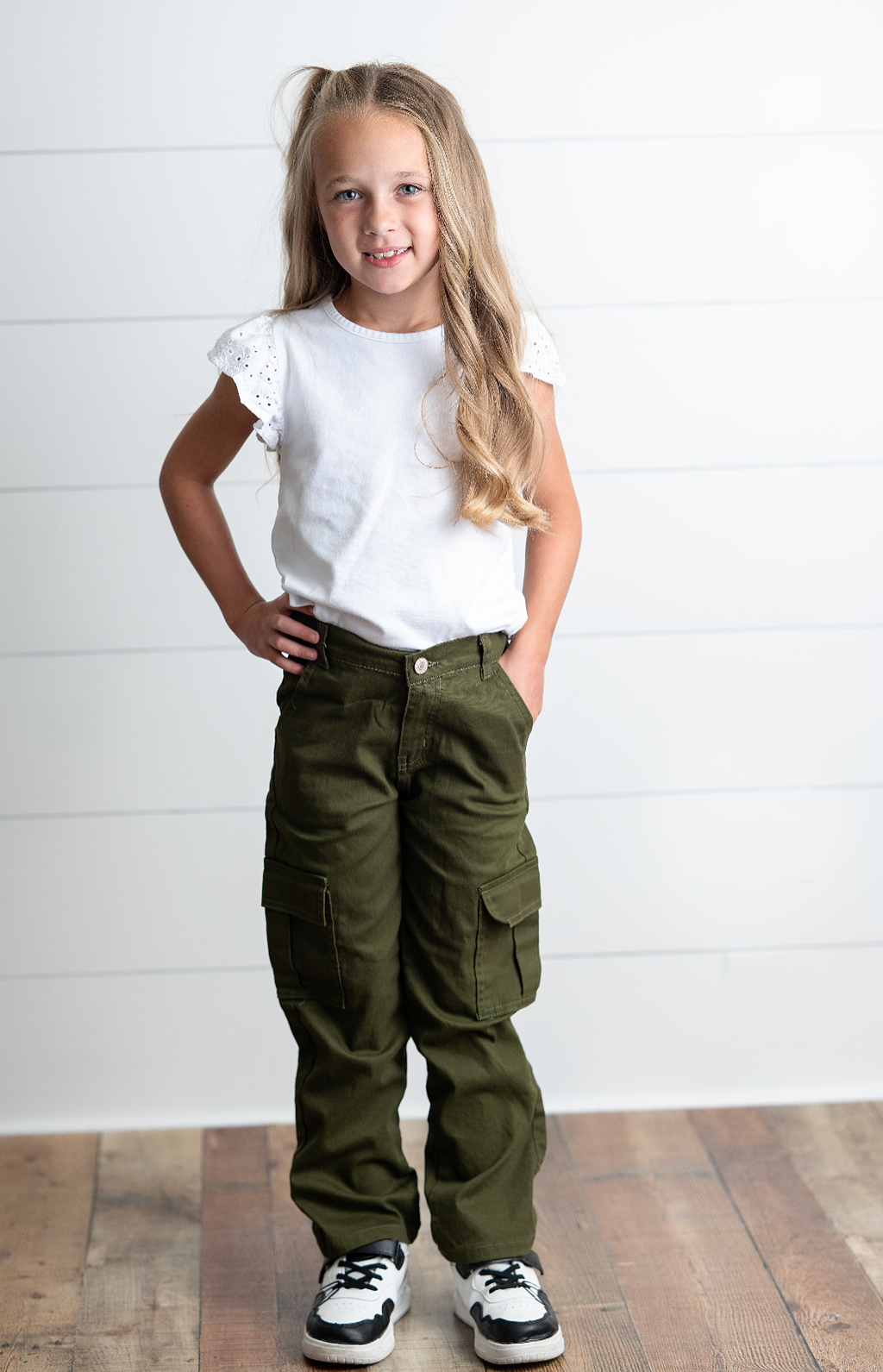 Olive Green Denim Cargo Pants