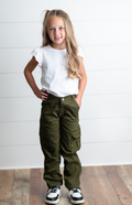 Olive Green Denim Cargo Pants