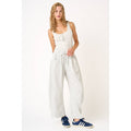 COTTON FRENCH TERRY PULL-ON BARREL LEG PANTS