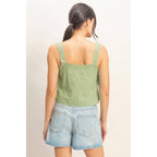 Pleated Lace Trim Tank