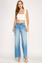 SUPER STRETCH HIGH RISE WIDE LEG w/ SEAM DETAIL