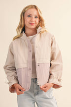 TWEEN GIRLS KIDS HOODED WINDBREAKER W/ CINCH CUFF
