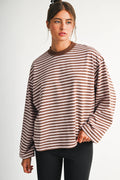 Oversized Stripe Long Sleeve Top (multiple prints)