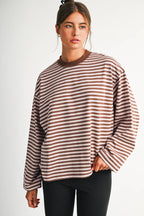 Oversized Stripe Long Sleeve Top (multiple prints)