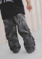 Smiley Face Baggy Jeans Black