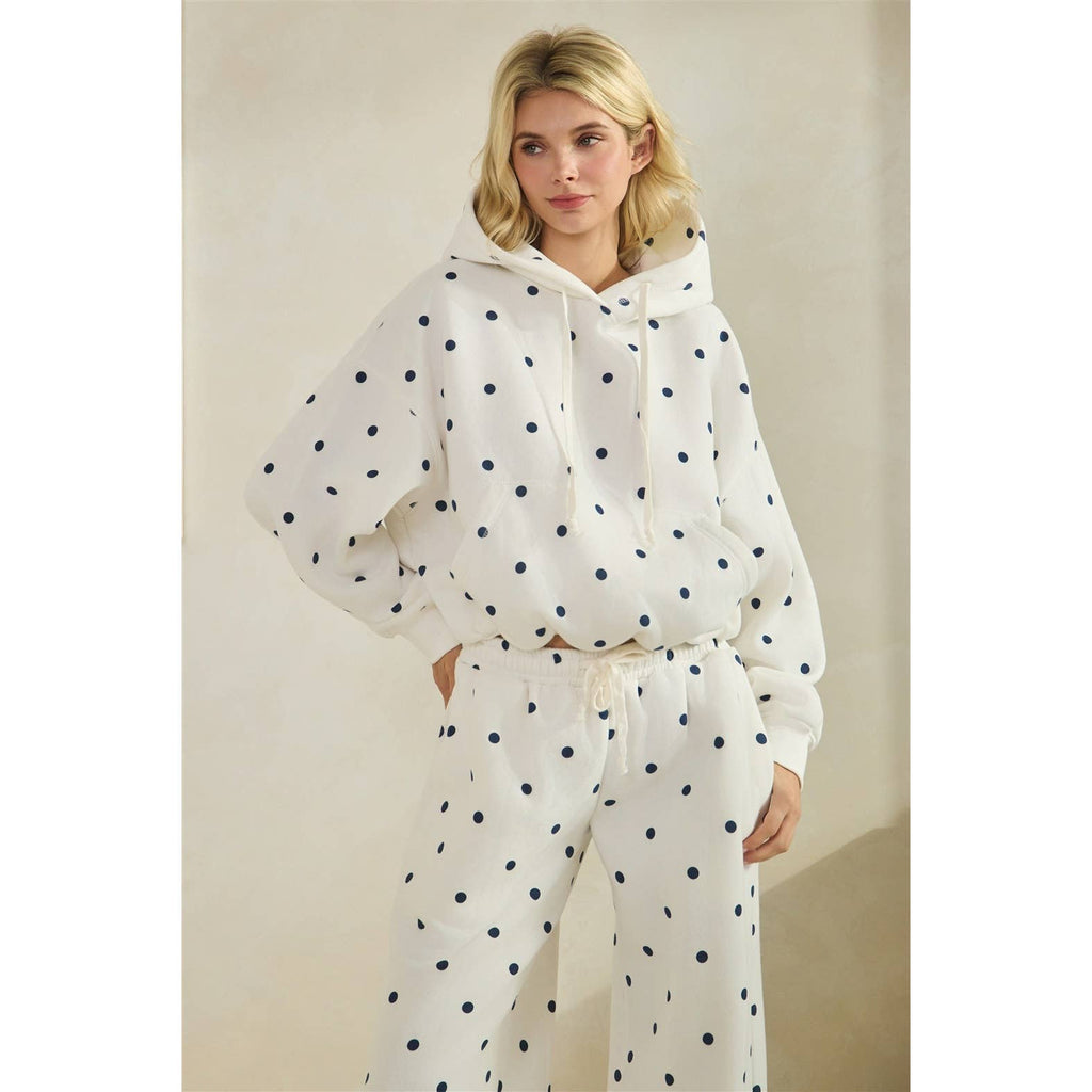 Printed Bubble Hem Knit Hoodie