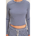 Striped Waffle Long Sleeve Top & Pants Set