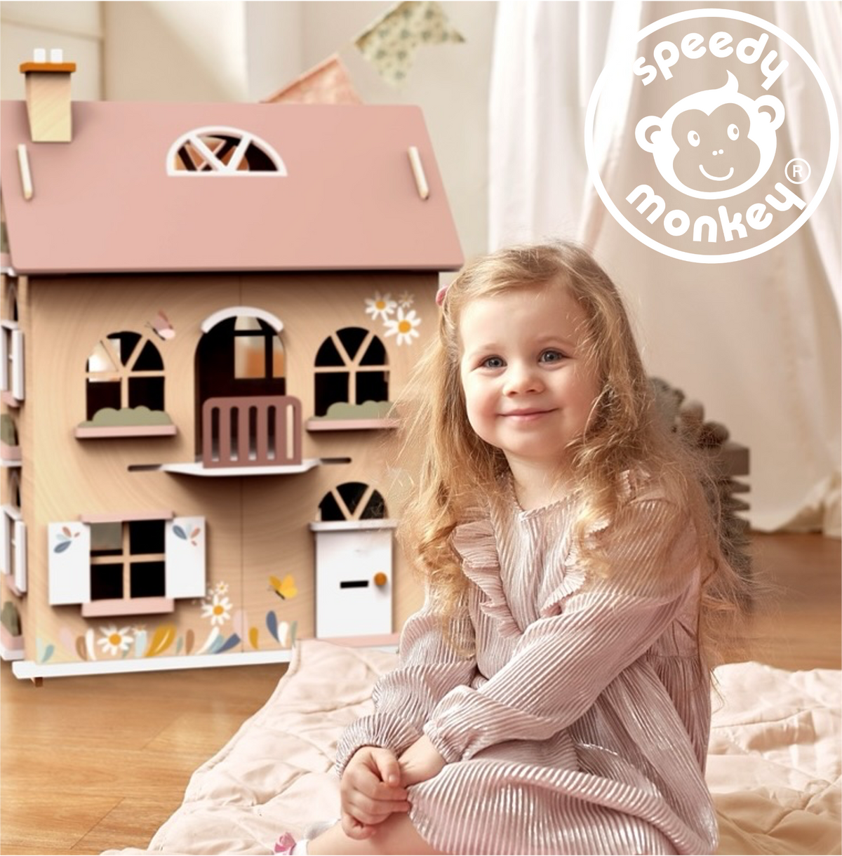 Doll House Kitchen set w/4 chairs incl. 1 character