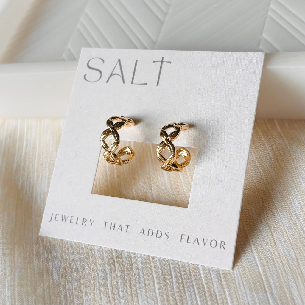 CRISS-CROSS HOOP EARRINGS | 18k gold | stud post hoops