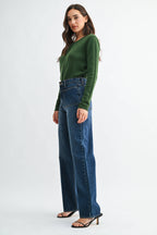 Square Patch Pocket Straight Leg - DARK DENIM