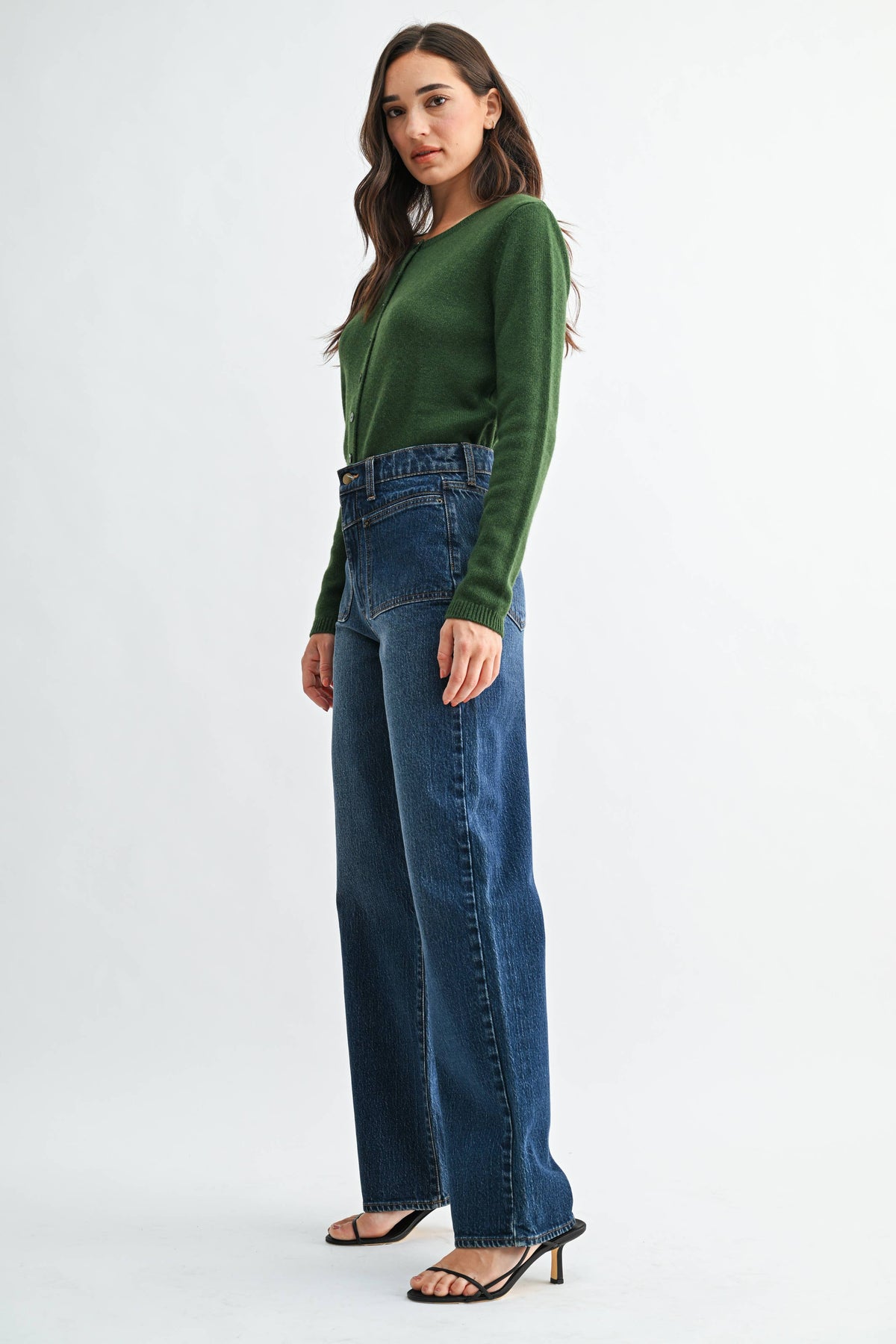 Square Patch Pocket Straight Leg - DARK DENIM